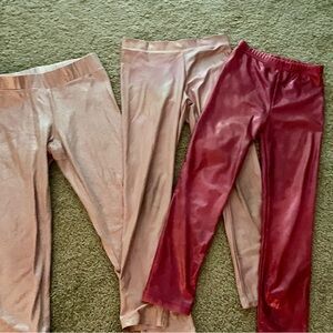 Bundle of 3 shimmery leggings. H&M Pink Casual Bottoms Sleek Form-Fitting Design